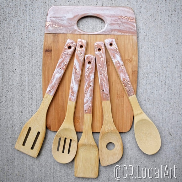 Bamboo cutting board and utensils